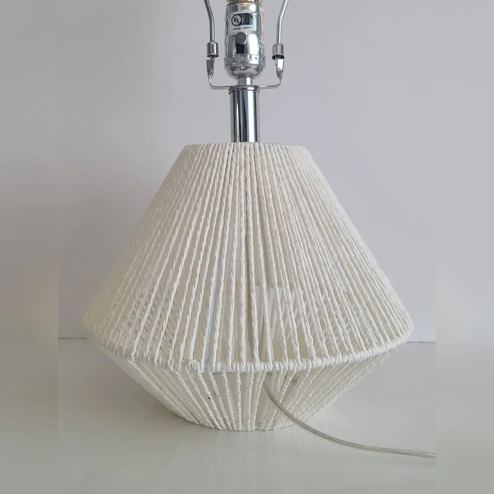 Retro Style Table Lamp With Braided String White - Picture 5 of 6